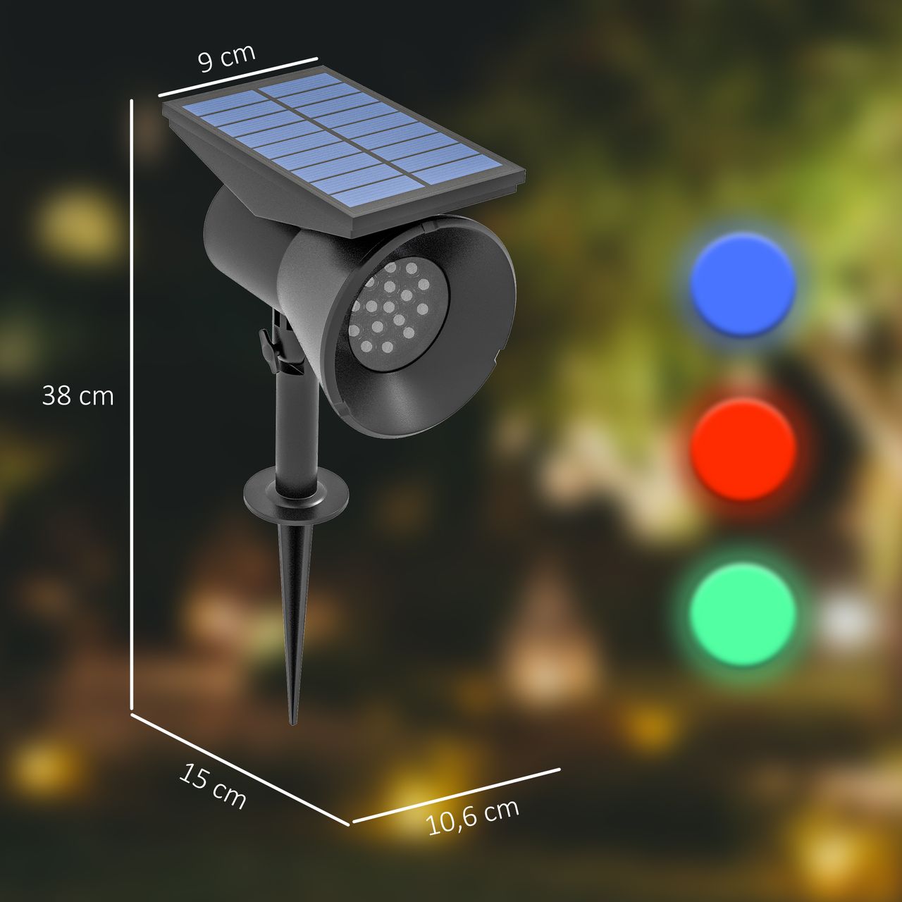 Outsunny Solarleuchten 2 Stück Solarlampen Solar Gartenleuchte mit 2 Lichtfarben