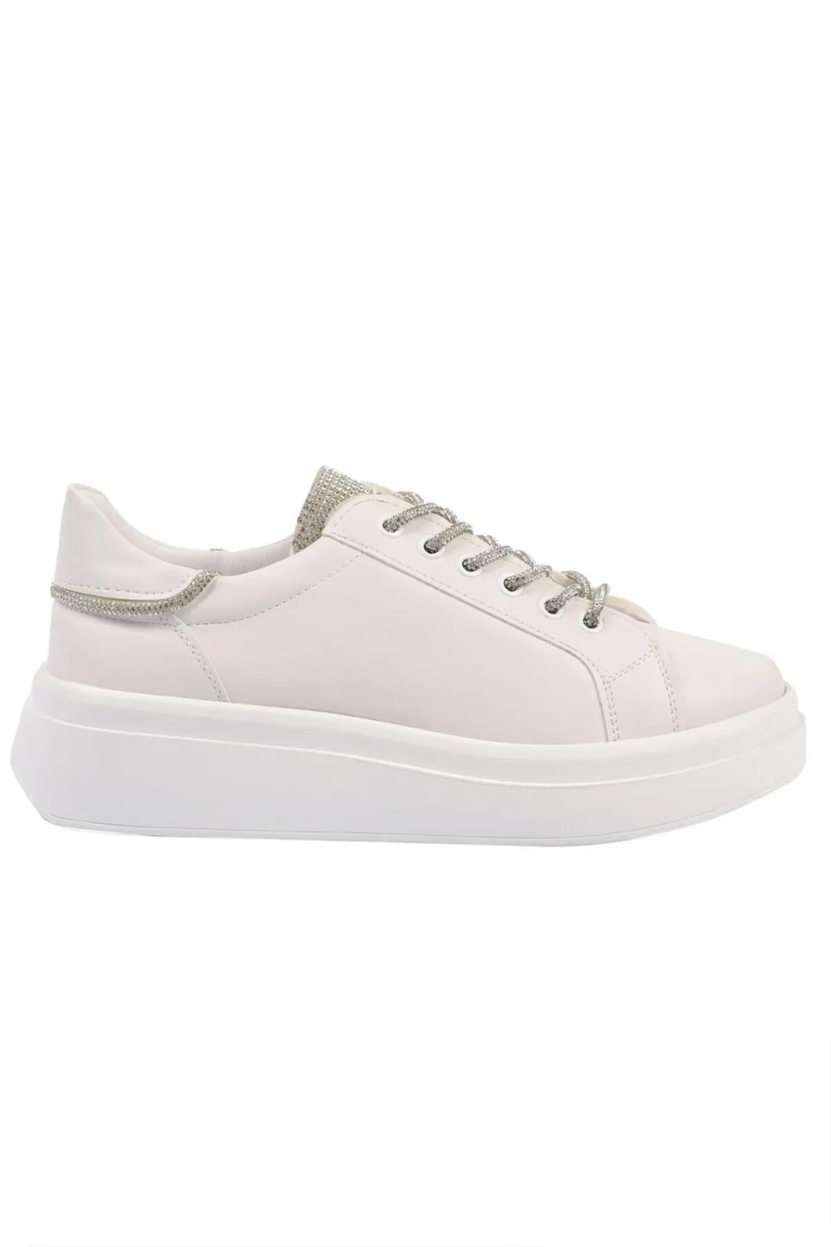 Capone Outfitters  Capone Damen-Sportschuhe mit runder Zehenpartie und Steinschnürung in Weiß