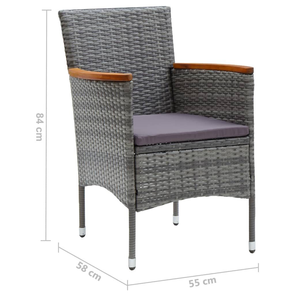 vidaXL Gartenstuhl Garten-Essstühle 4 Stk. Poly Rattan Grau (4 St)