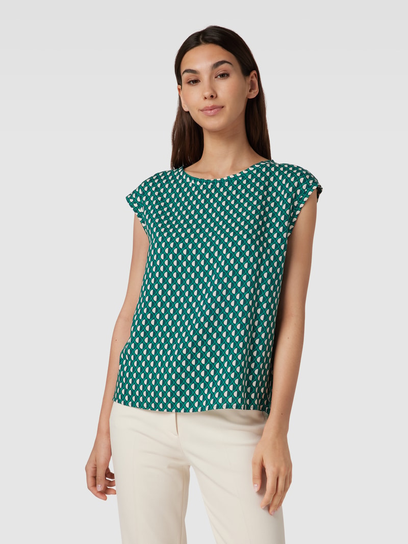 Bluse mit Allover-Muster Modell 'Fauni' in petrol