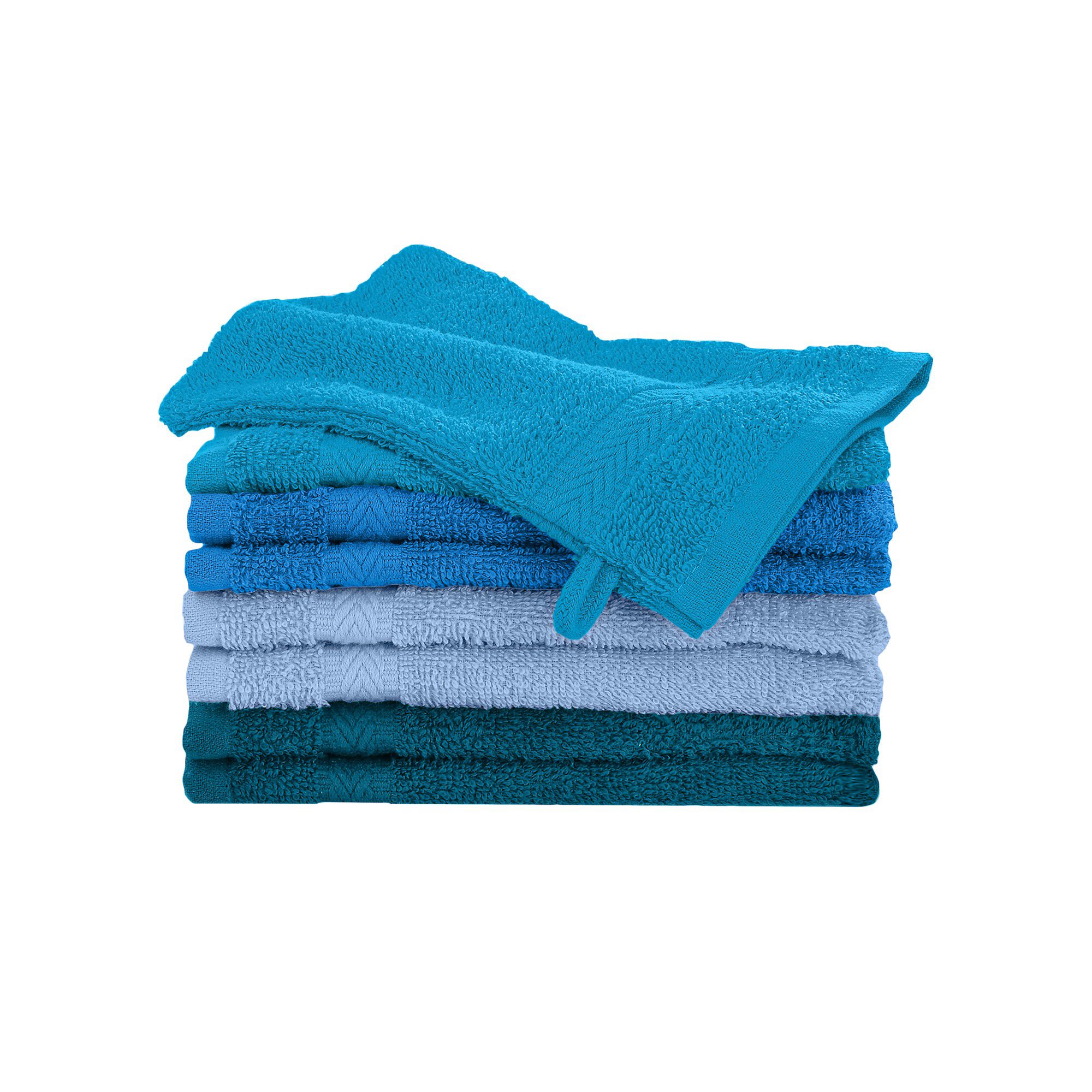 Gant de toilette coton camaïeu bleu