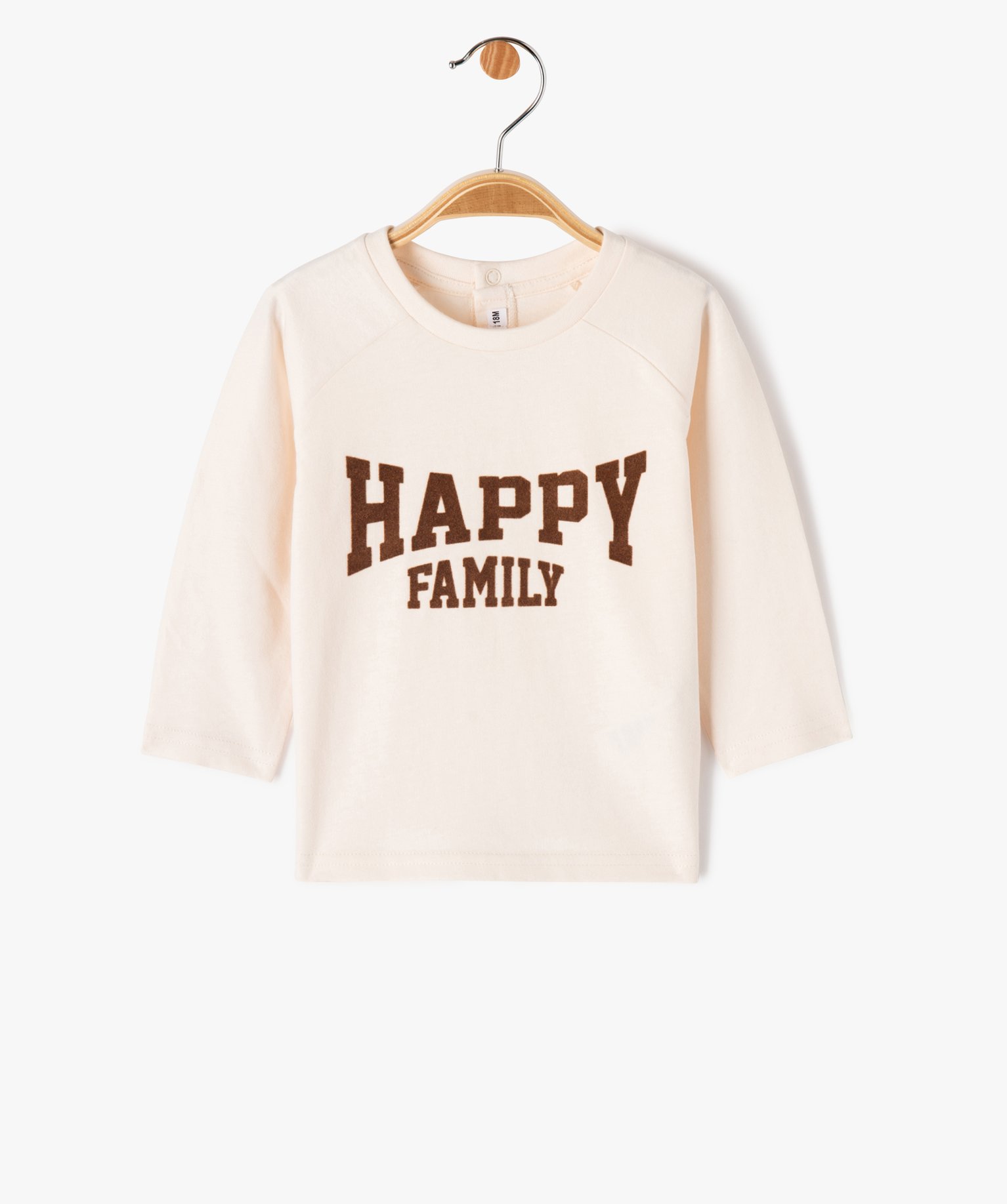 Tee-shirt manches longues à motif velours bébé Garçon ecru | GEMO