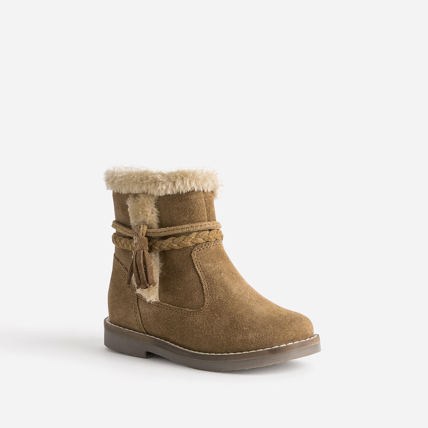 Boots fille BUGGY en croûte de cuir camel