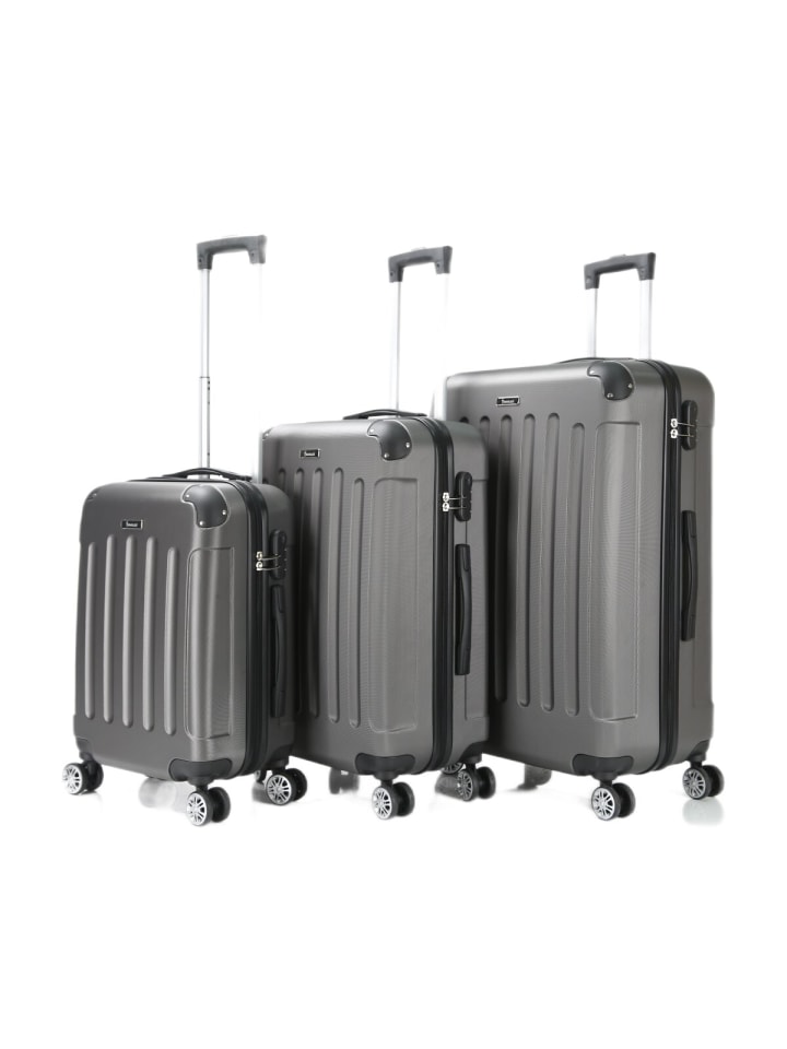 COFI 1453 Reisekoffer Koffer 3 tlg Hartschale Trolley Set in Grau günstig kaufen onesize