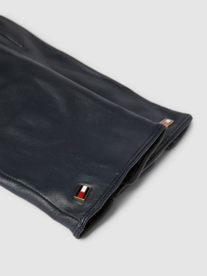 Lederhandschuhe mit Label-Detail Modell 'Essential Flag' in marineblau