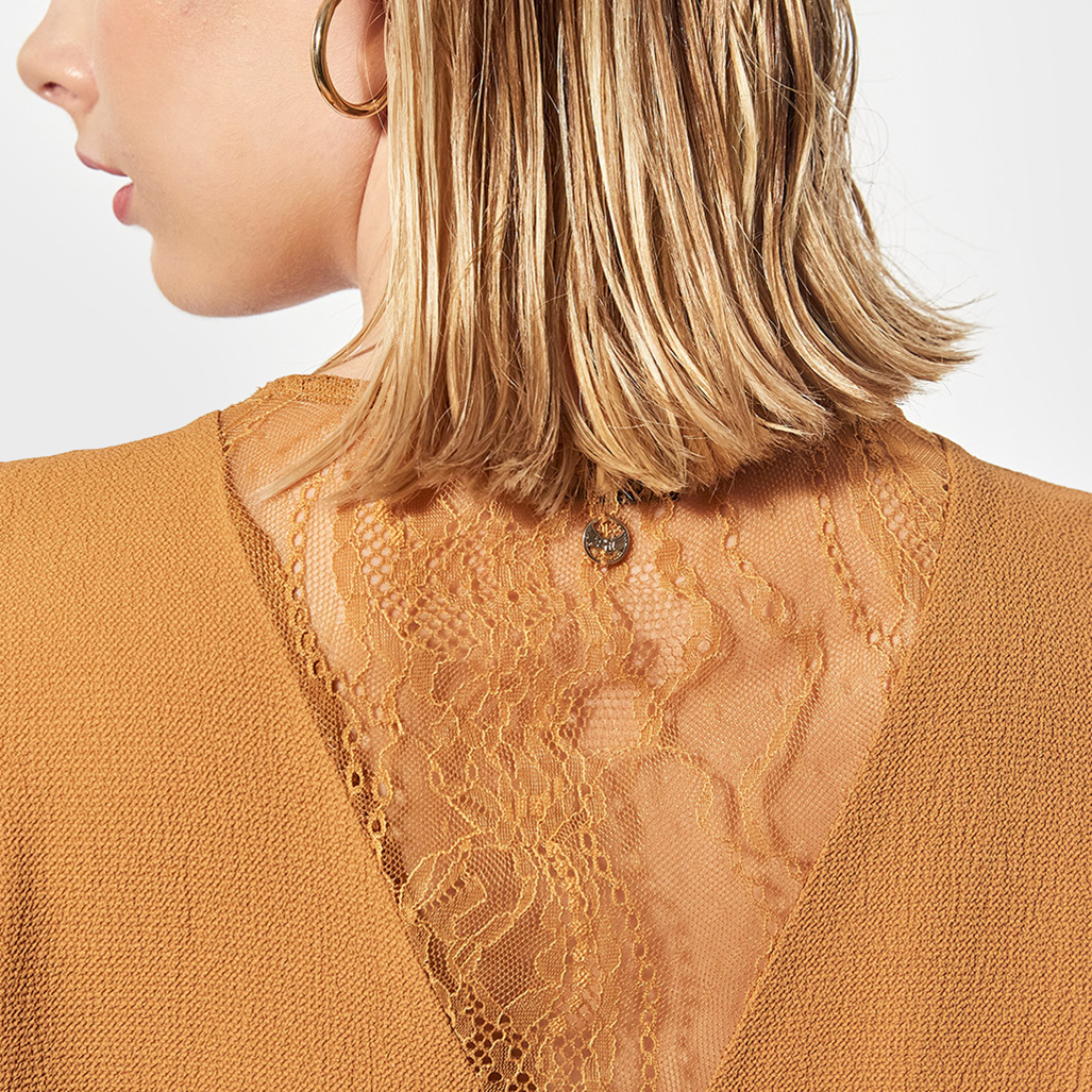 JAZZ  Blouse régular marron Femme avec dentelle