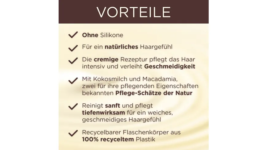 Garnier Wahre Schätze Shampoo Kokosmilch & Macadamia -  Intensivpflege ohne Silikone für ein geschmeidiges  Haargefühl 300 ml
