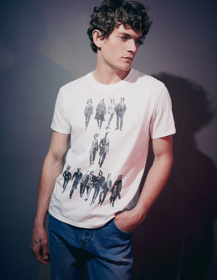 T-shirt blanc visuel gang en costumes Homme
