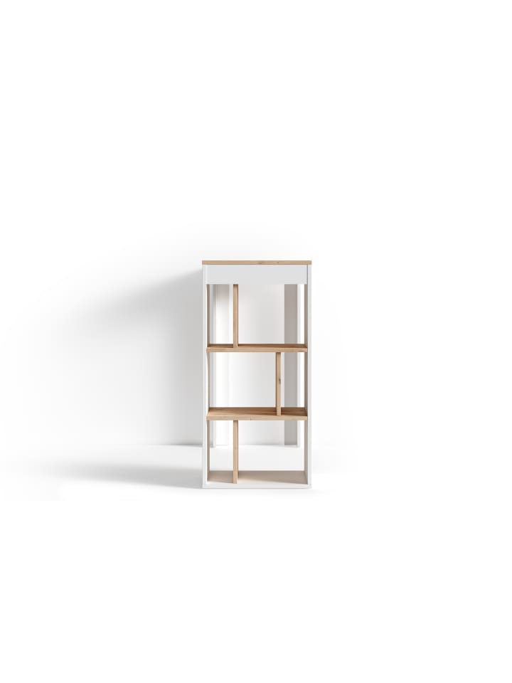 byLiving Bartisch Moby in Weiß / Artisan Eiche - (B) 110 x (H) 104 x (T) 50 cm günstig kaufen onesize