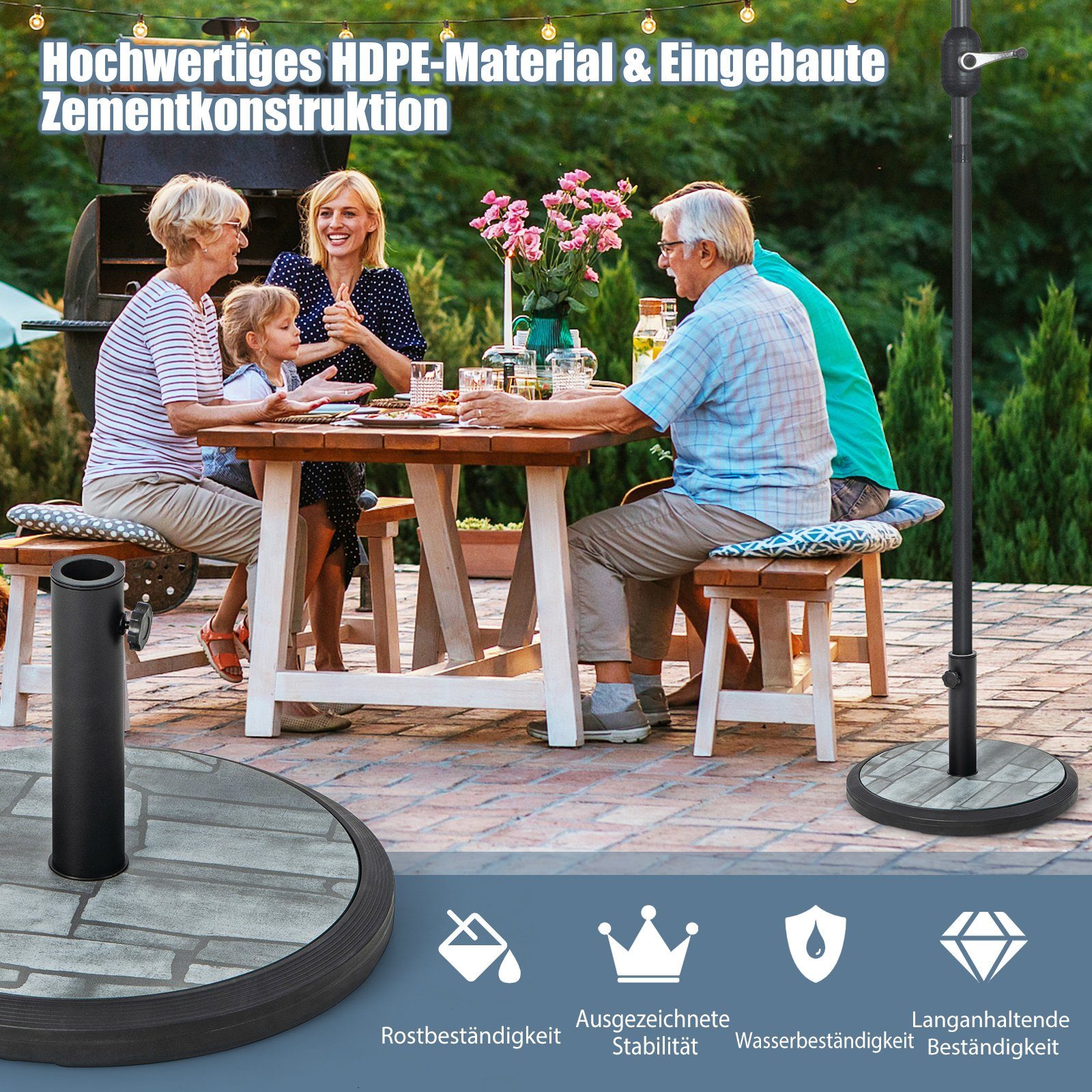 COSTWAY Kunststoffschirmständer Sonnenschirmständer