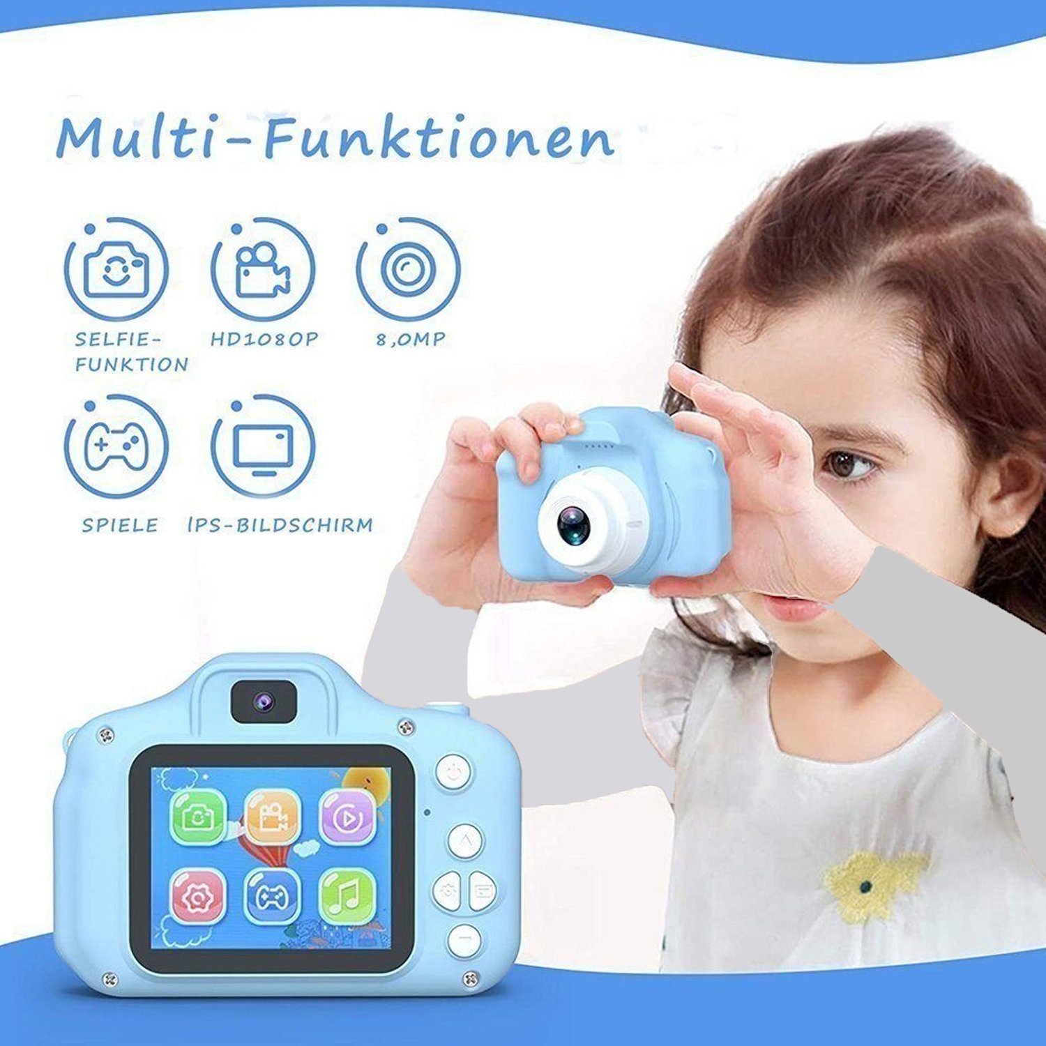 Tadow Kinder Kamera,Kreative Kinderkamera,1080P HD 32GB TF-Karte USB Sofortbildkamera