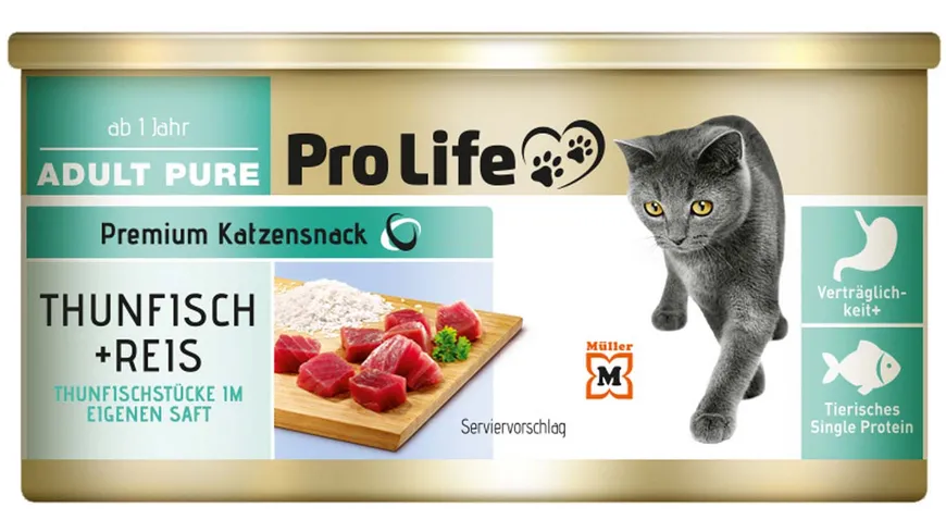 Pro Life Katze Katzennassfutter in eigenem Saft - mit Thunfisch und Reis 85 g