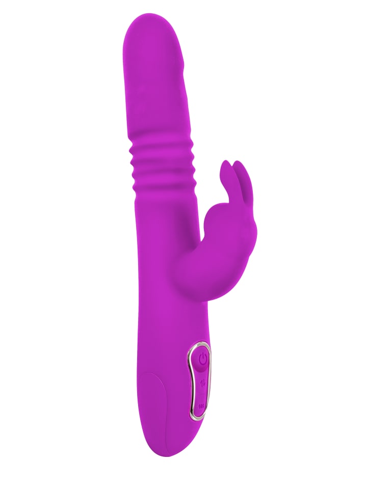 Sweet Smile Vibrator mit Stoßfunktion Thrusting Rabbit in pink günstig kaufen 26 cm
