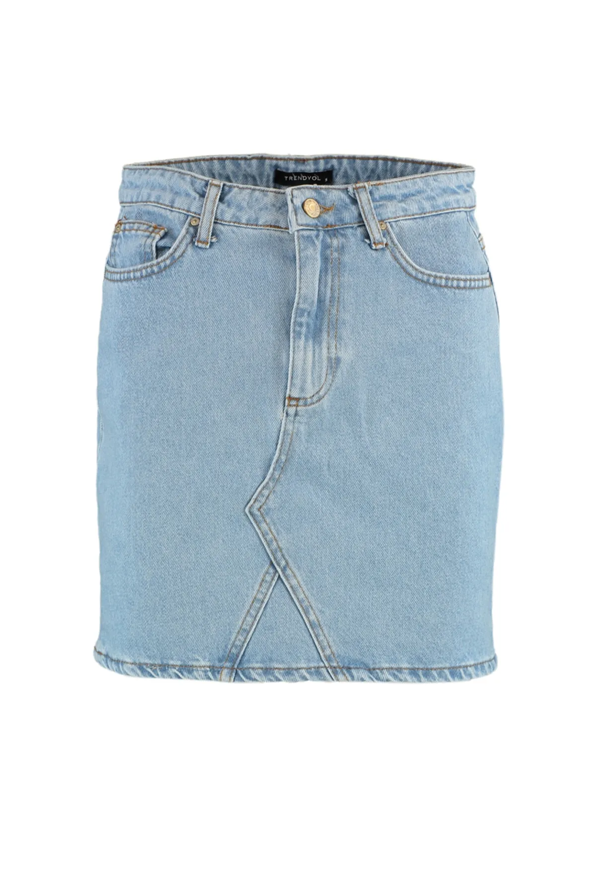 Trendyol Collection  Blauer Basic High Waist Mini Jeansrock TWOSS20ET0151