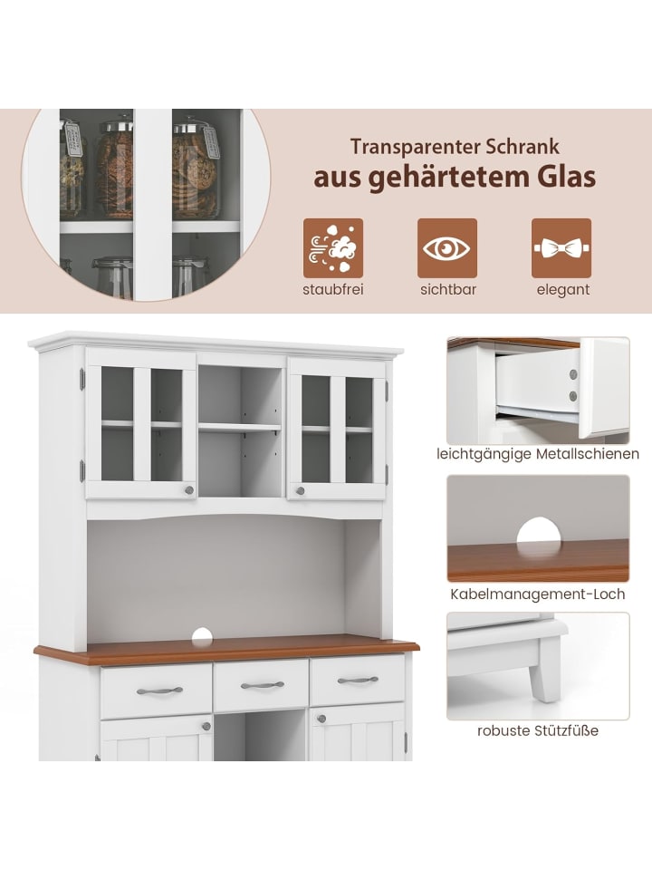 COSTWAY Küchenschrank 112x43x185cm in Weiß günstig kaufen onesize