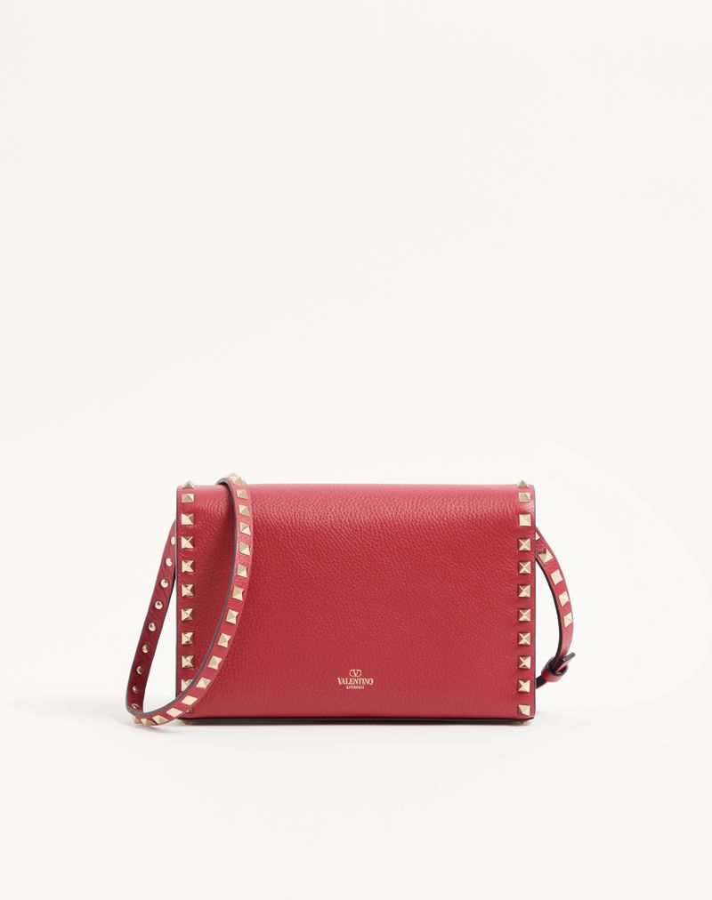 Rockstud lille skuldertaske i kornet kalveskind