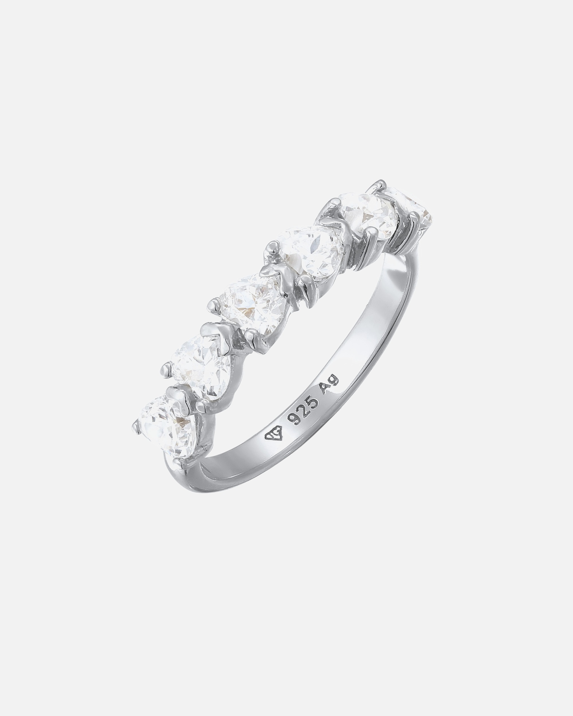 Elli Ring with Heart-Shaped Stones, Women's White Zirconia, 925 Sterling Silver, Valentine's Day