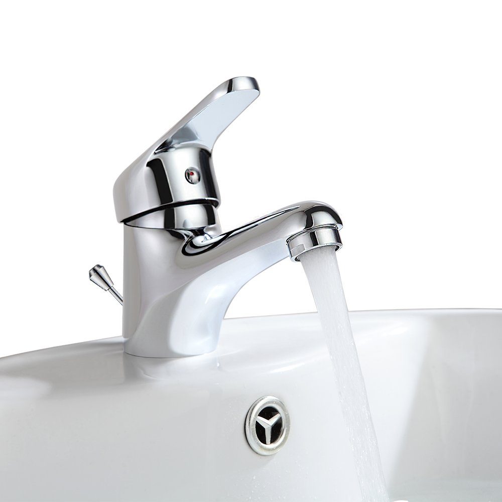 Auralum Waschtischarmatur mit Ablaufgarnitur Waschbecken Wasserhahn Mischbatterie Bad Armatur