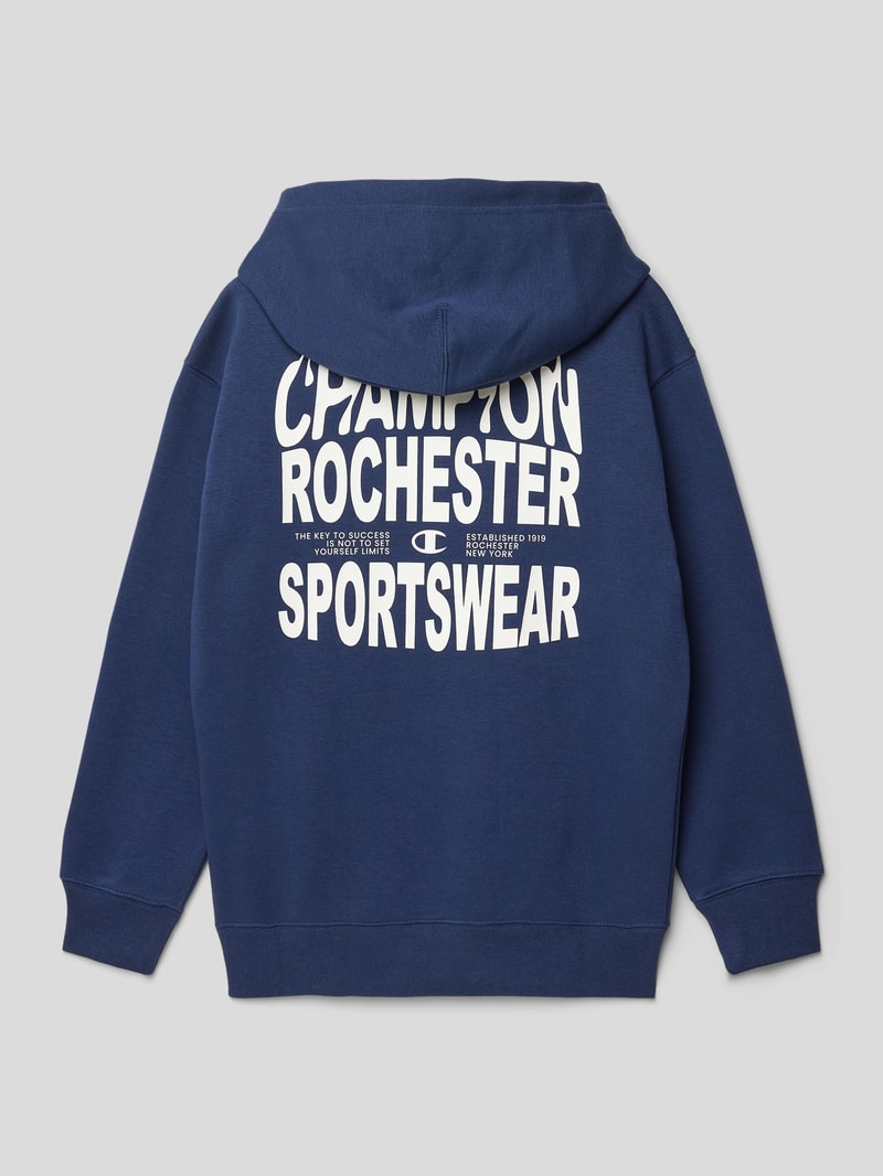 Hoodie mit Motiv- und Statement-Print Modell 'Rochester' in marineblau