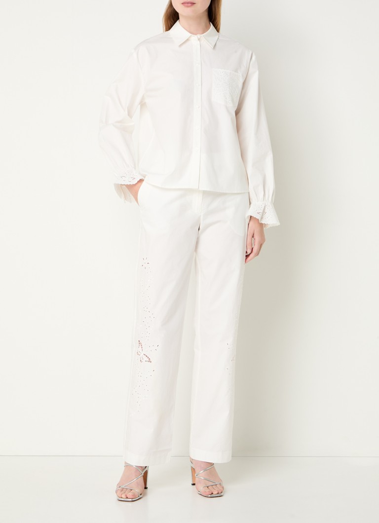 Pantaloni a vita alta e gamba dritta di Claudie Pierlot Palais con ricami e dettagli traforati.