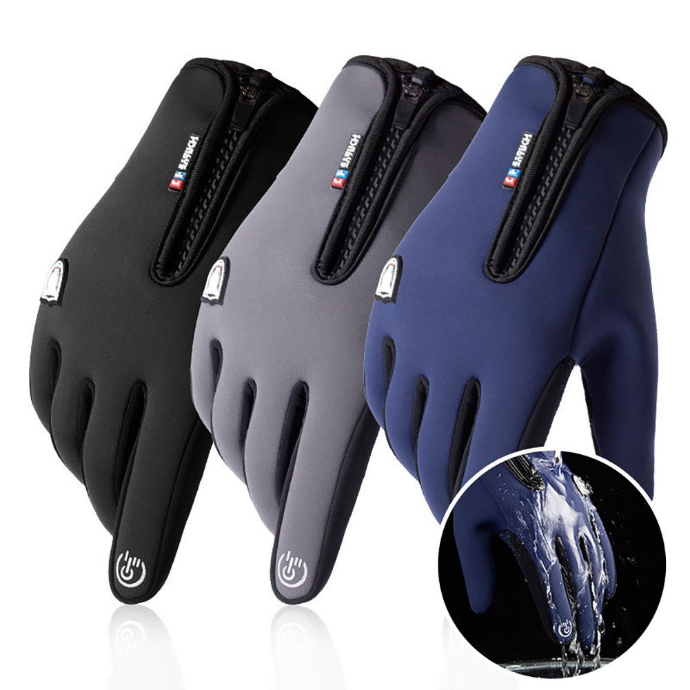 farfi Lederhandschuhe Winterwinddichte wasserdichte Touchscreen-warme Sporthandschuhe (1 Paar Handschuhe) Touch-Screen