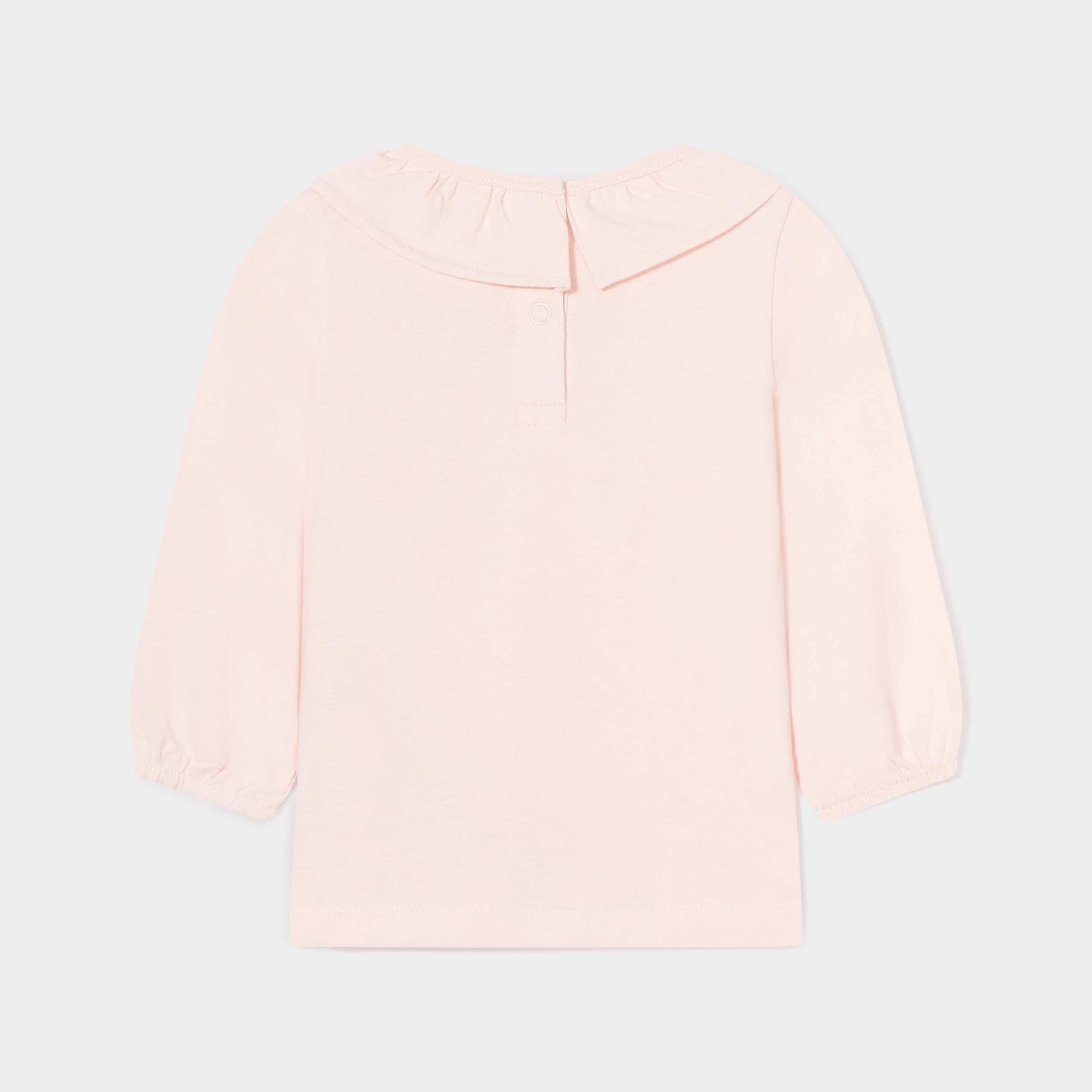 T-shirt droit col à volants coton Creeks rose clair bébé fille | La Halle