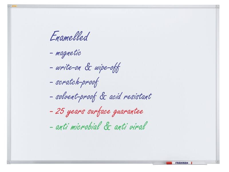 Franken X-tra!Line Whiteboard Wandmontiert Magnetisch Emaille 90 (B) x 60 (H) cm