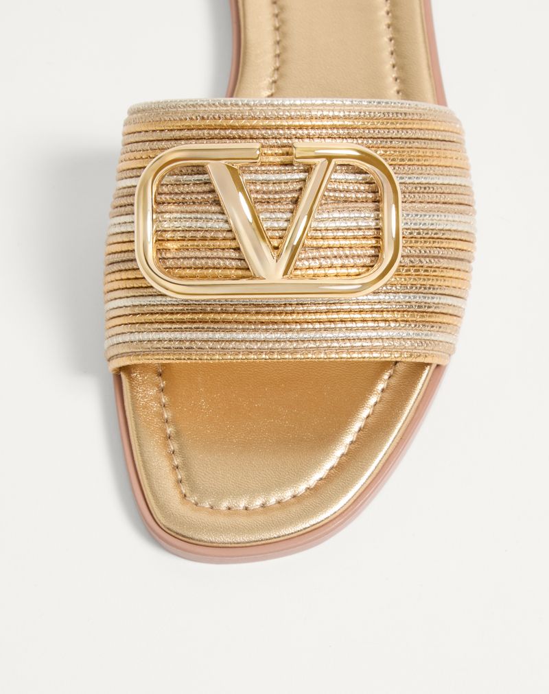 VLogo Signature Metallic Slide Sandal met Cornely-borduurwerk
