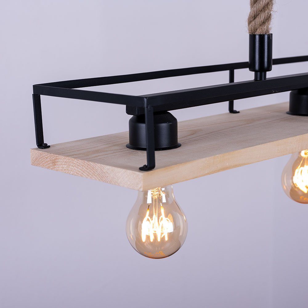 etc-shop Hängeleuchte, Leuchtmittel nicht inklusive, Hängelampe Holzleuchte Deckenleuchte Wohnzimmer