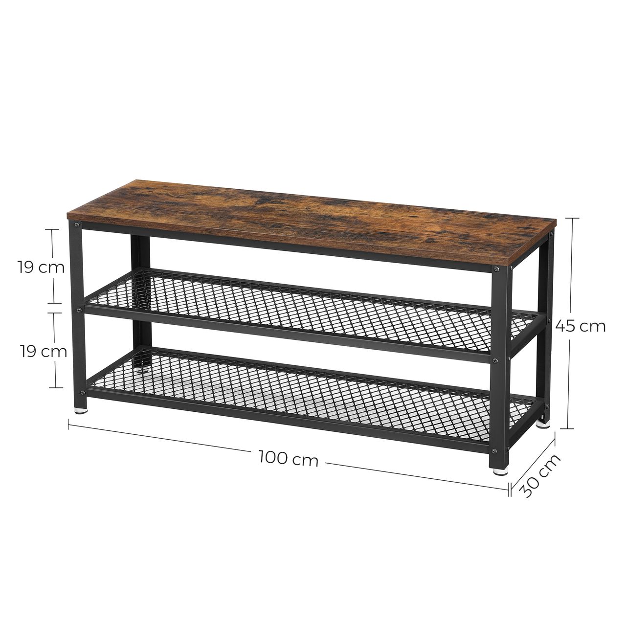 Vasagle Schuhregal mit 2 Ablagen, 100 x 30 x 45 cm