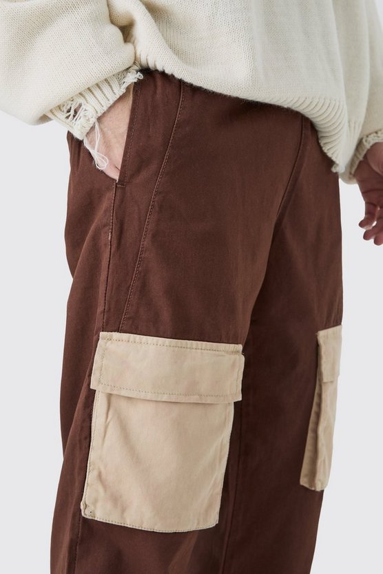 Twill-Hose mit elastischem Bund und Kontrast-Tasche