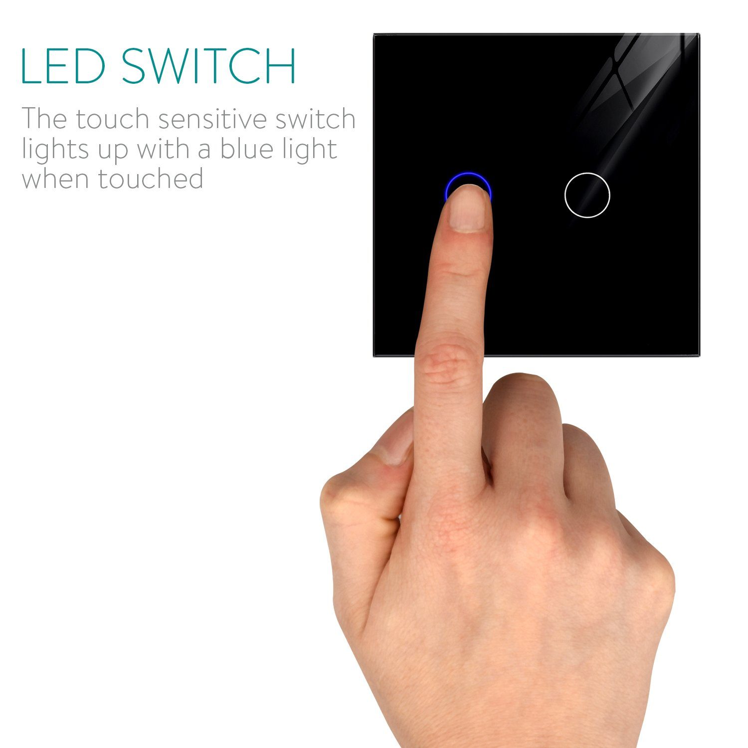 Navaris Lichtschalter 2-facher Touch-Wandschalter mit Glas-Panel und Status-LED