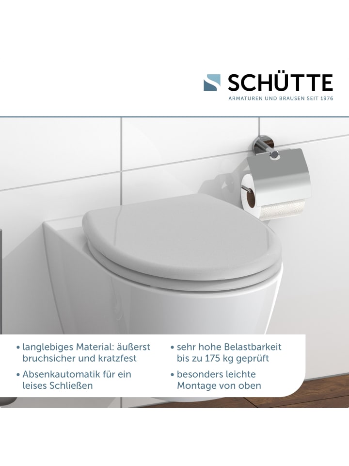 Schütte Duroplast WC Sitz GREY mit Absenkautomatik - (L) 45 x (B) 37 x (H) 4 cm günstig kaufen onesize