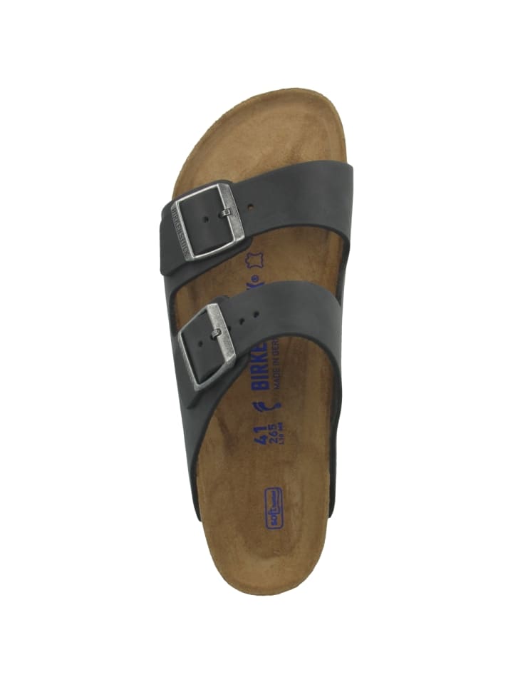 Birkenstock Sandale Arizona SFB Geöltes Nubukleder schmal in schwarz günstig kaufen