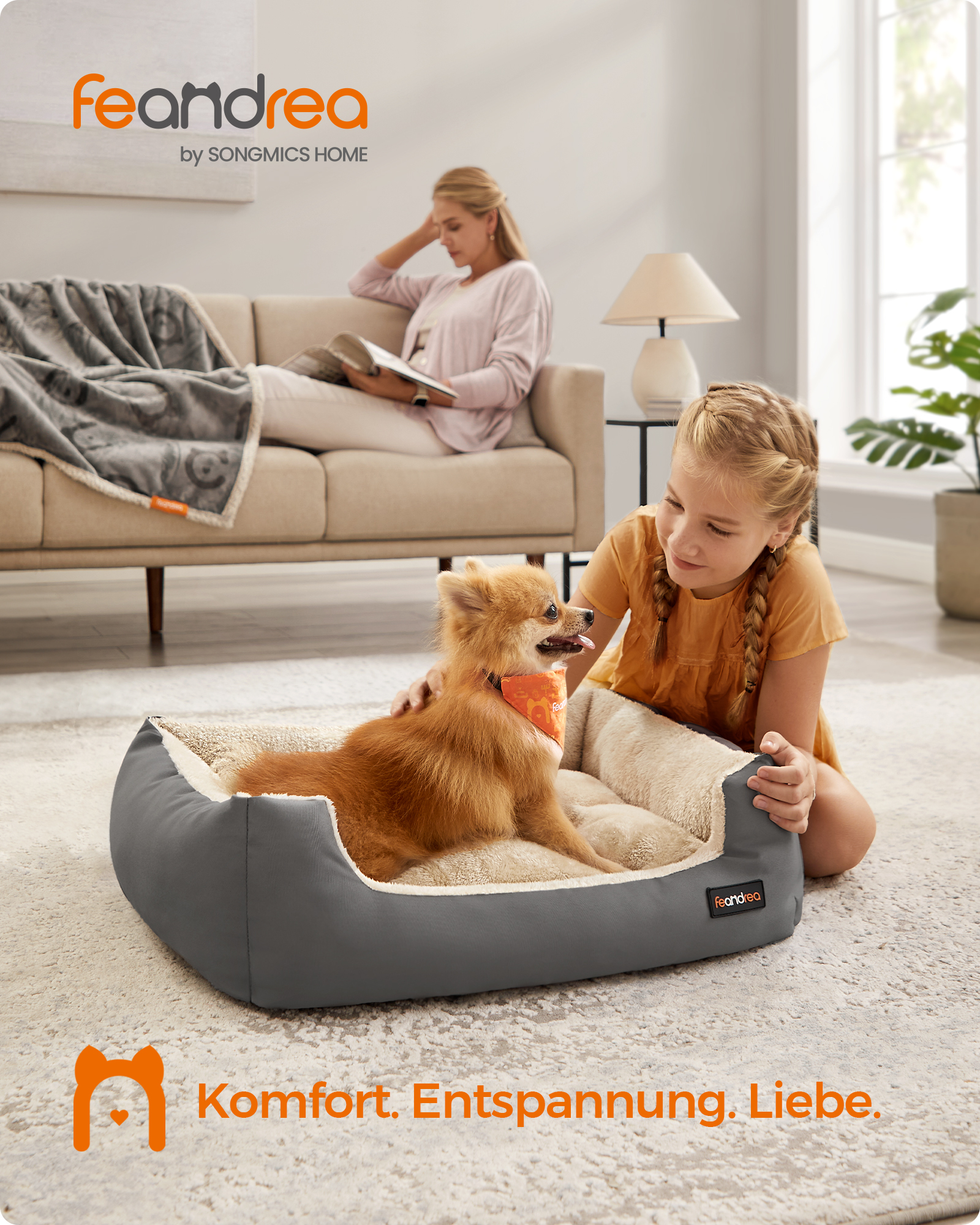 FEANDREA Hundebetten FEANDREA L-XL Hundebett, mit Wendekissen L