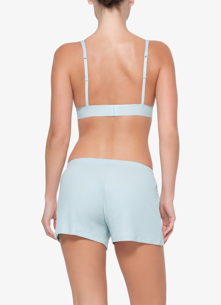 SKIMS  Cotton Rib mid waist straight fit korte loungebroek met ribstructuur
