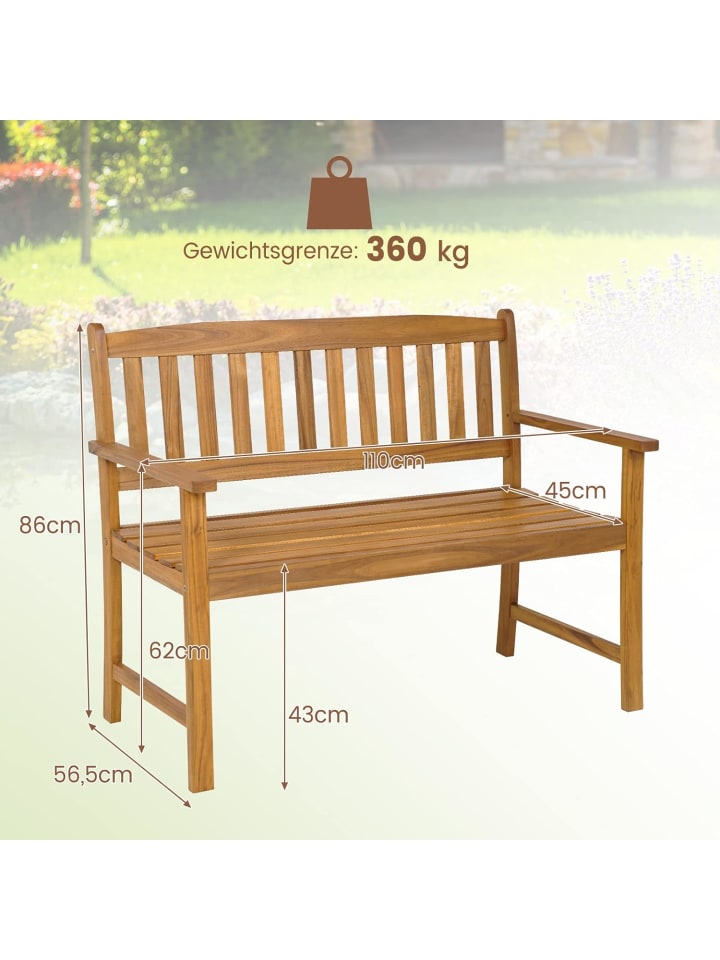 COSTWAY Gartenbank 2 Sitzer 360kg belastbar in Braun günstig kaufen onesize