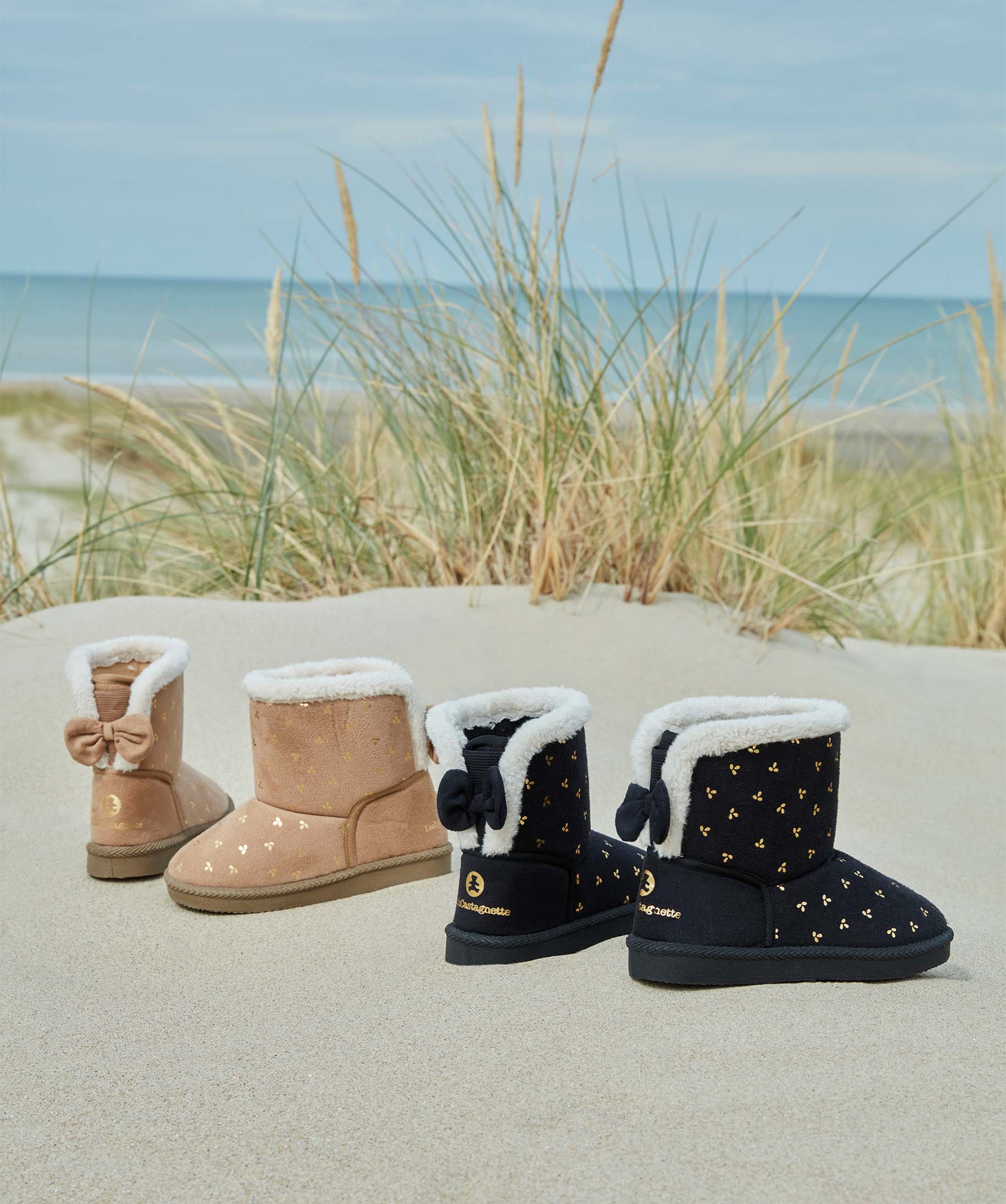 Boots fourrées fille en suédine motif métallisé - LuluCa... noir | GEMO