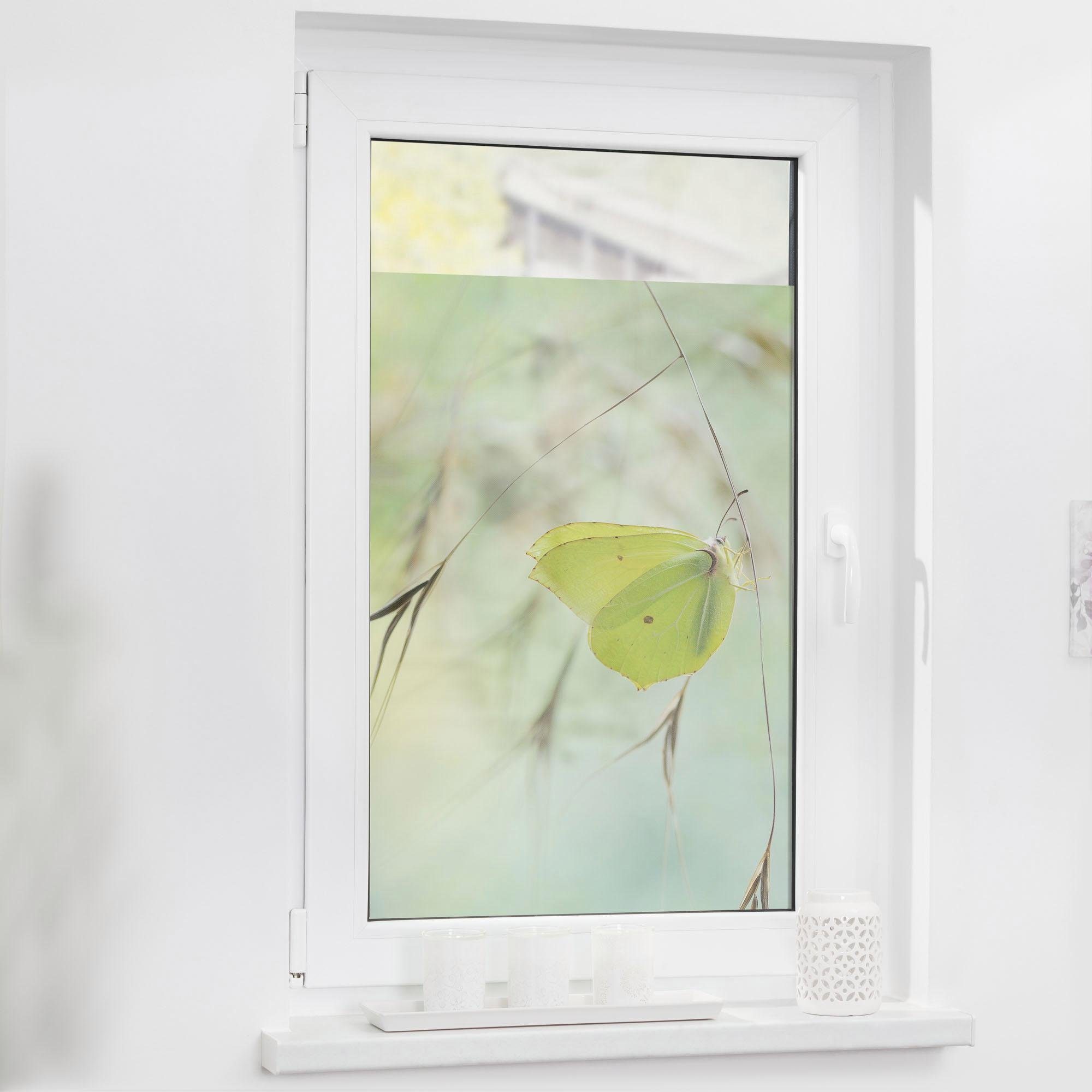 Fensterfolie Schmetterling Grün, LICHTBLICK ORIGINAL, blickdicht, strukturiert, selbstklebend, Sichtschutz