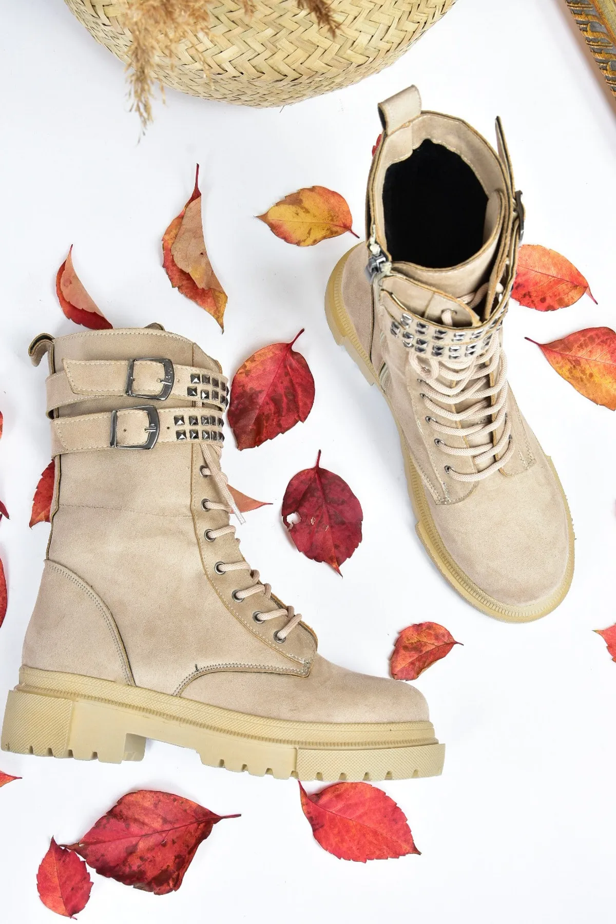 Fox Shoes  Haut-Wildleder-Nieten-Detaillierte Damenstiefel L996072702