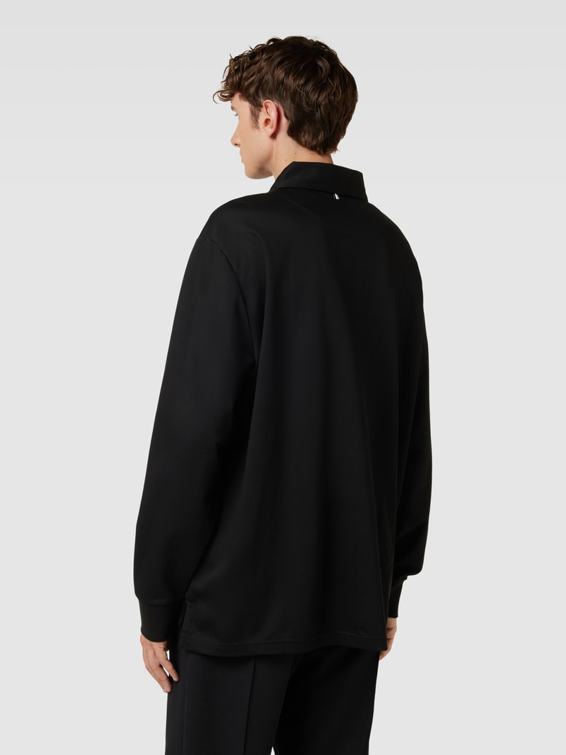 Longsleeve mit Polokragen Modell 'Partoes' in schwarz