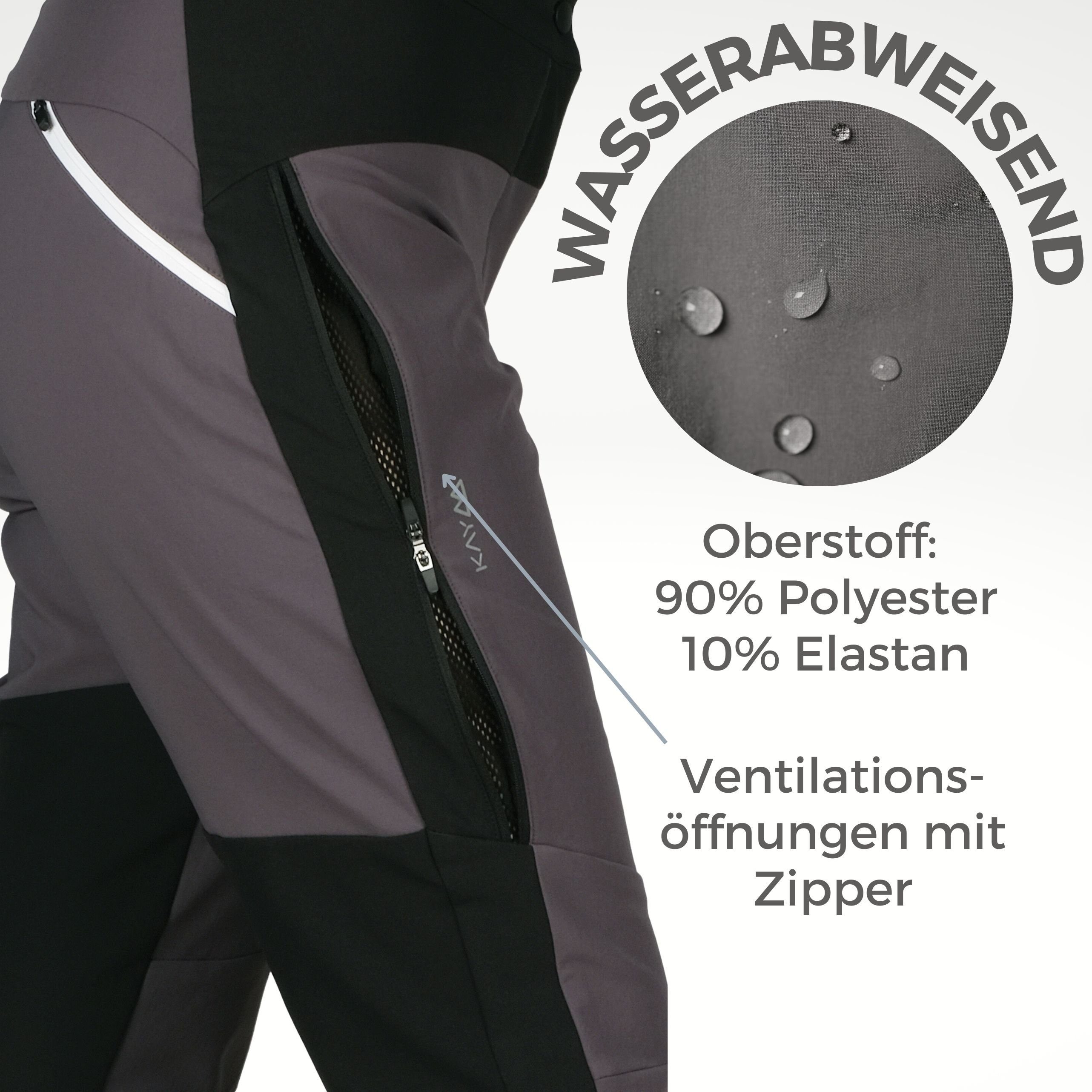 Kaymountain Trekkinghose Damen Wander Outdoor Hose Silvretta Thermoskin Touren Graphite 48
