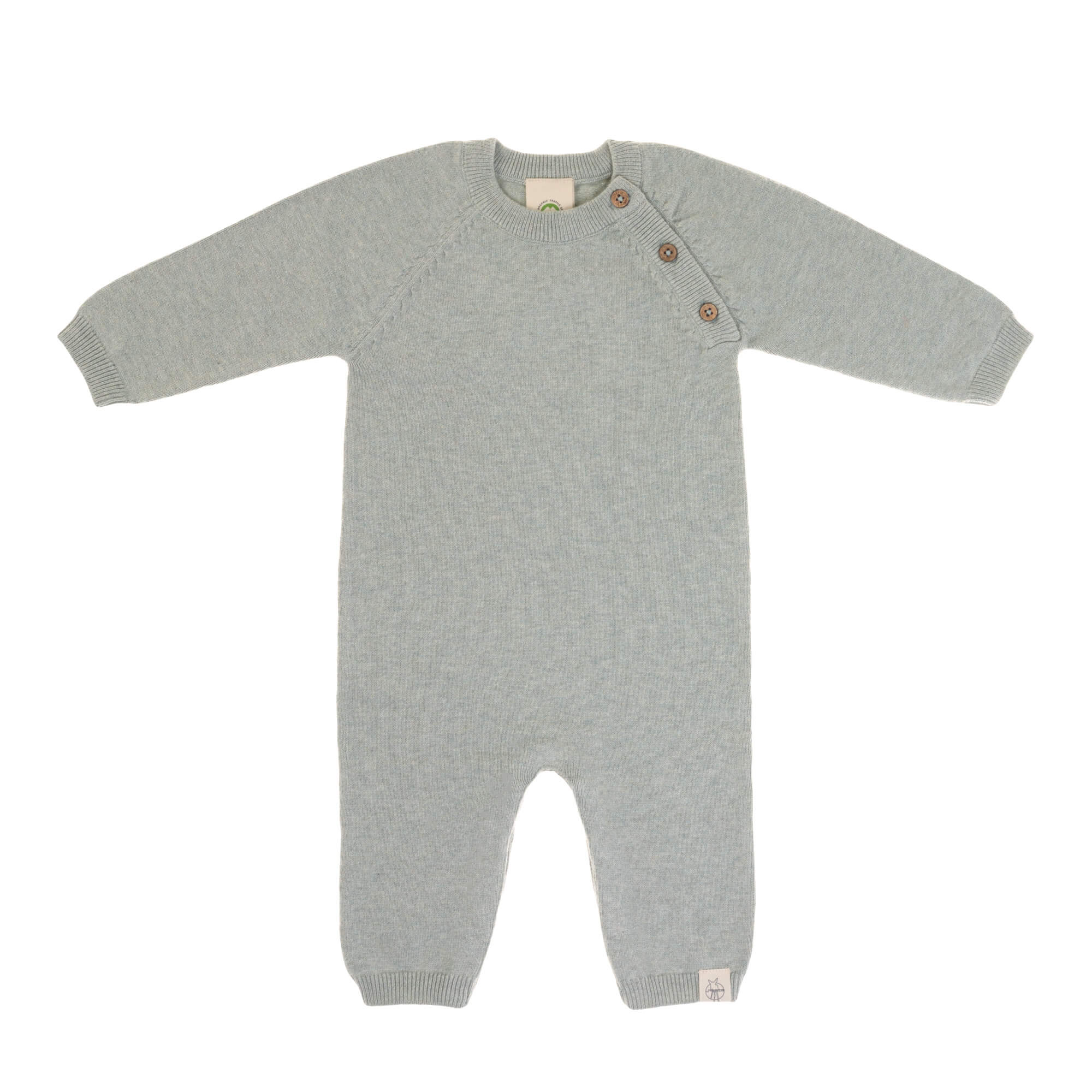 Baby Strampler - gestrickter Overall, Salbei