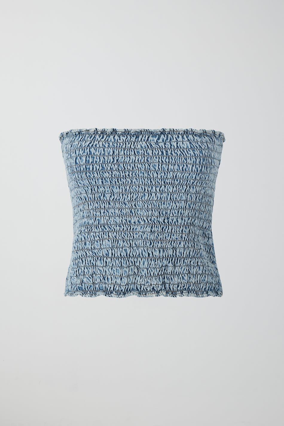 Smock denim tube top