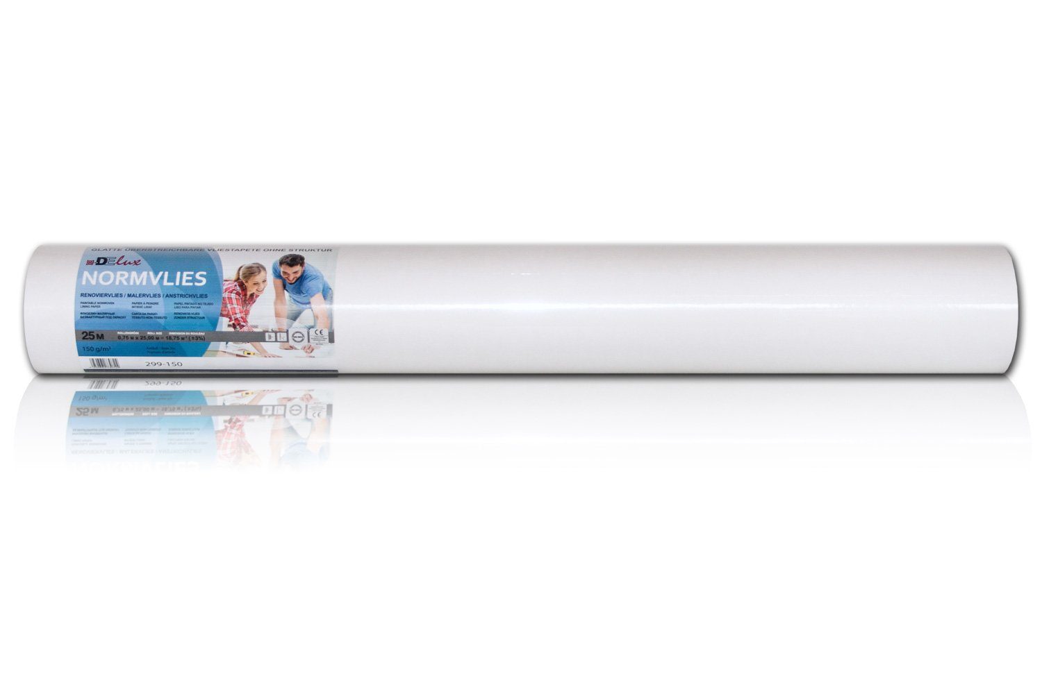 Profhome Vliestapete 299-150-6-O, glatt, matt, einfarbig, unifarben, (Renoviervlies Glattvlies Malervlies, 150 g/m2, 1 Karton mit 6 Rollen / 112,5 m2 weiss), Reparaturvlies Anstrichvlies glasfaserfrei, atmungsaktiv, rissüberbrückend, überstreichbar