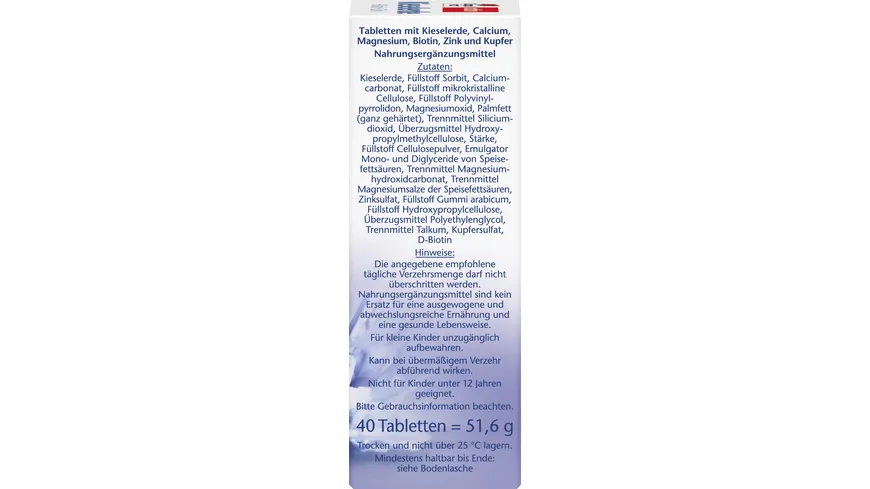 Doppelherz Kieselerde + Biotin + Zink 40 Tabletten