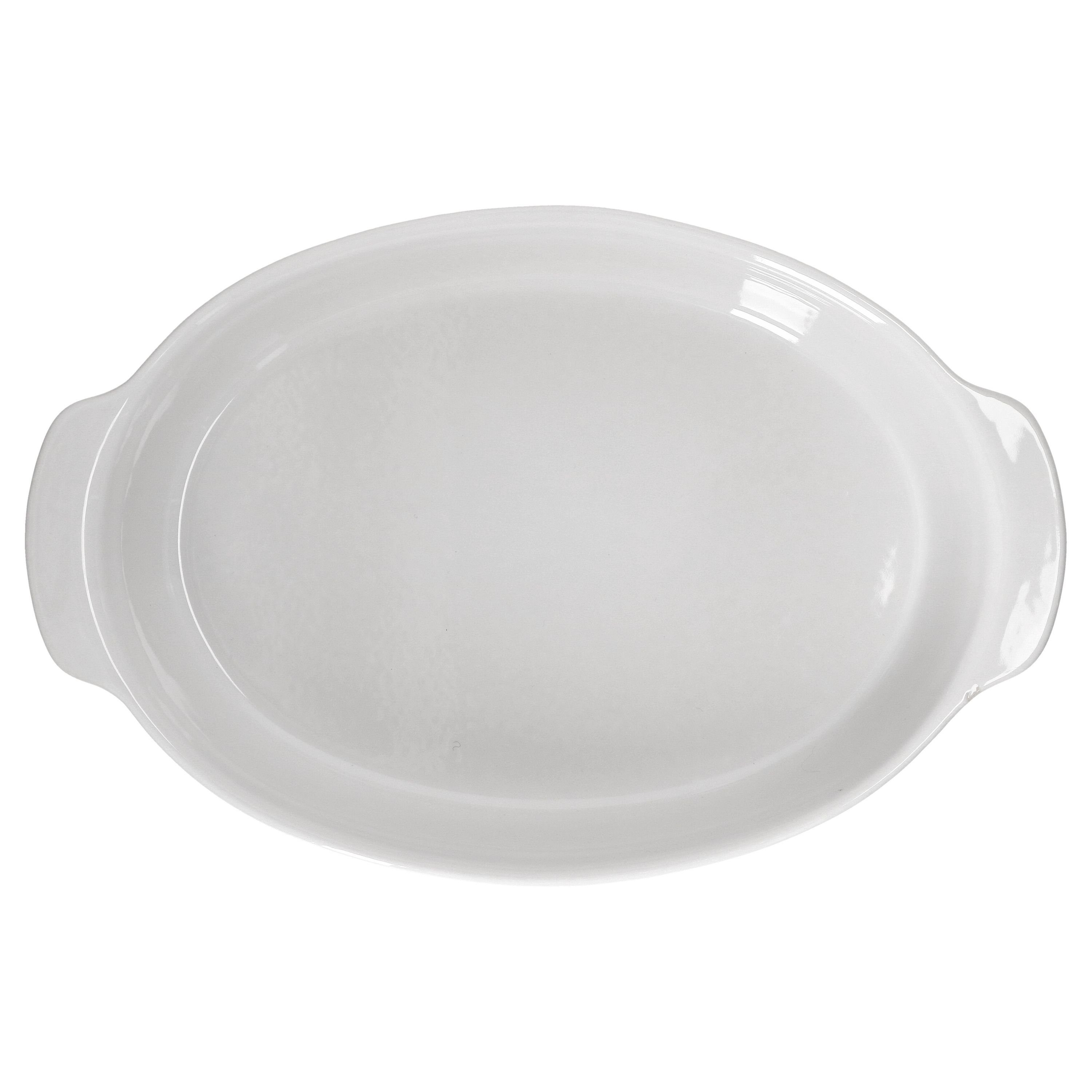 MamboCat Auflaufform 2er Set Arte Regal Auflaufform Nr. 01 weiß oval mit Henkel groß, Steingut