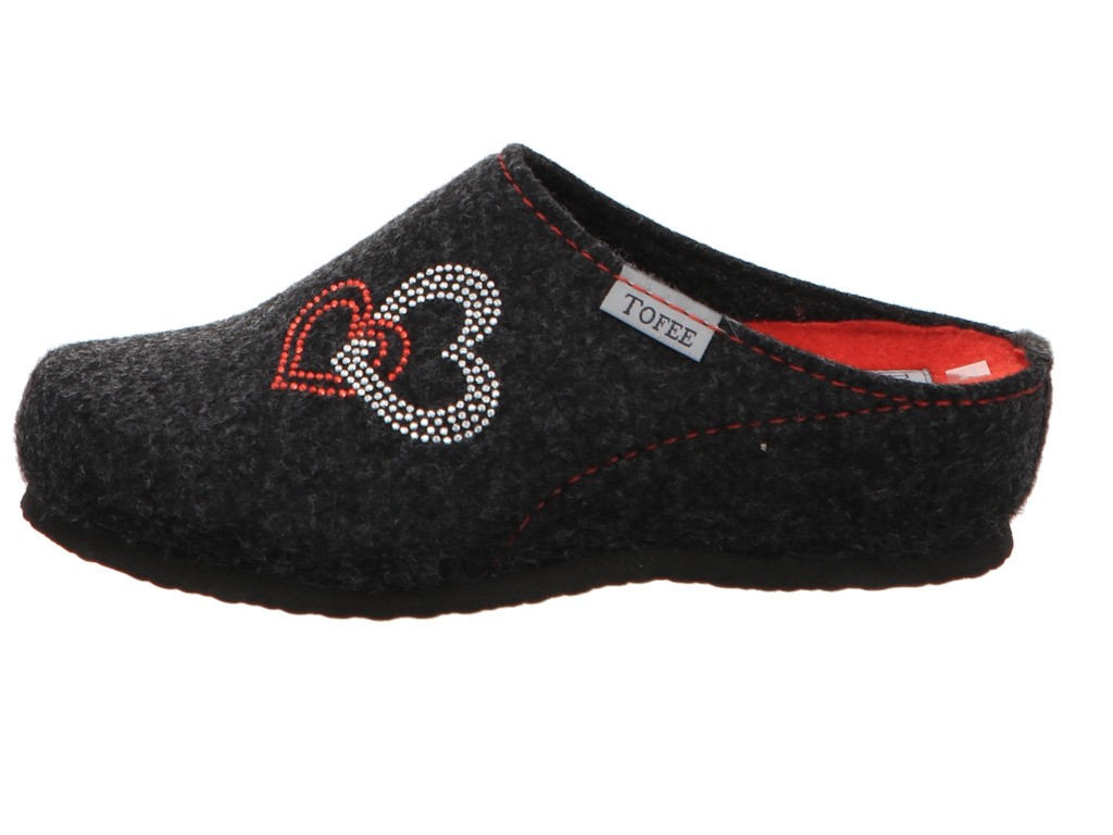 TOFEE Hausschuhe grau Two hearts of studs,antracite