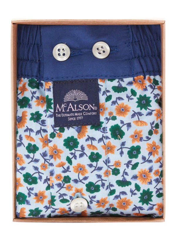 MC ALSON, Boxershorts, Baumwolle, blau gemustert