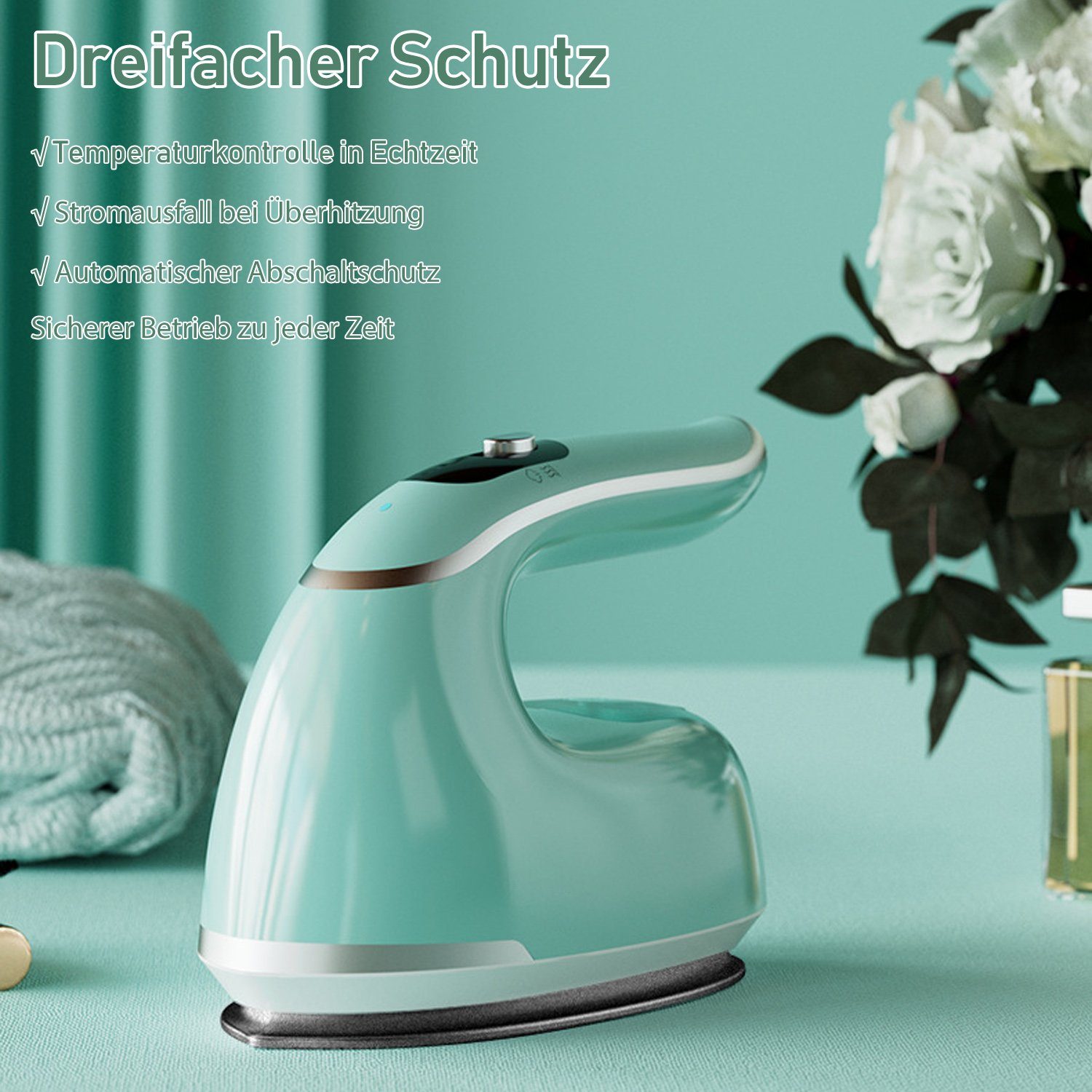 Kpaloft Dampfbürste 1000W, Sichtbarer Wassertank, Dampfglätter, 105ml Reisebügeleisen Haushalt